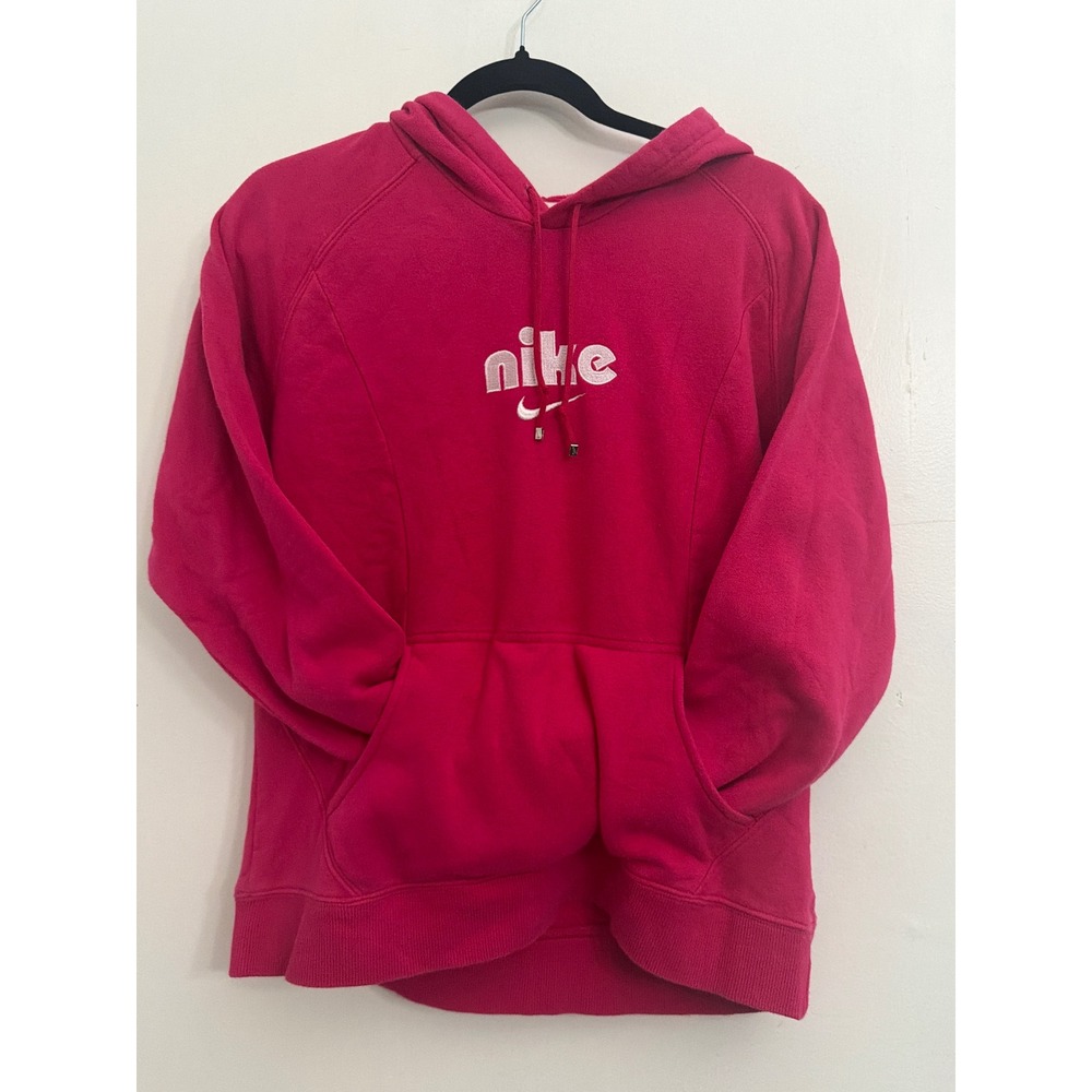 Nike Womens Embroidered Logo Swoosh Pullover Hoodie Pink Size Large
#909